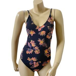 Cotton On Body Womens One Piece Swimsuit Small Black Floral Adjustable Strap